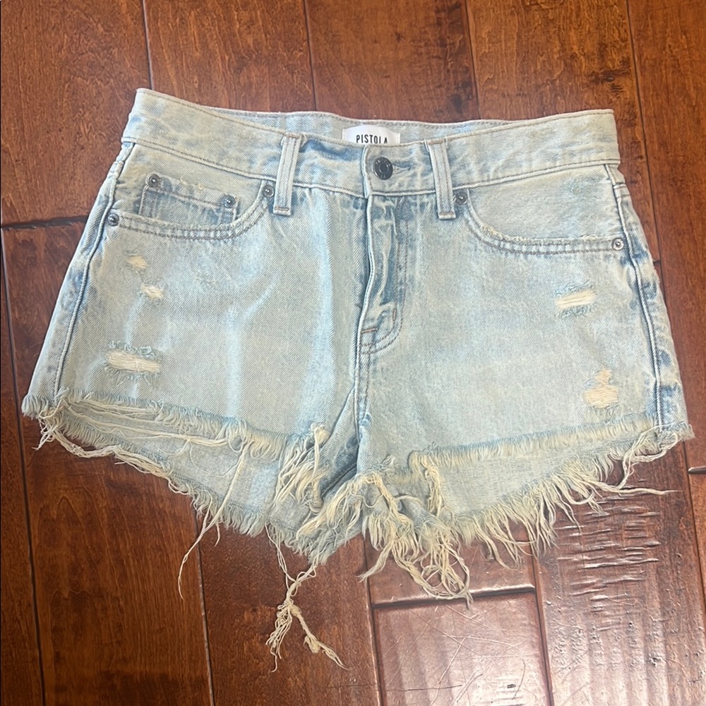 Pistola Blue Distressed Jean Shorts